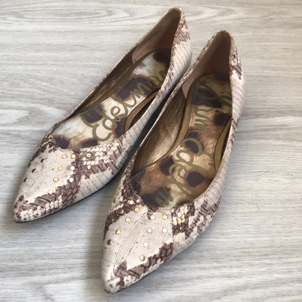 Sam Edelman Irina Pointed Toe Flat Size 6 python snake print flats